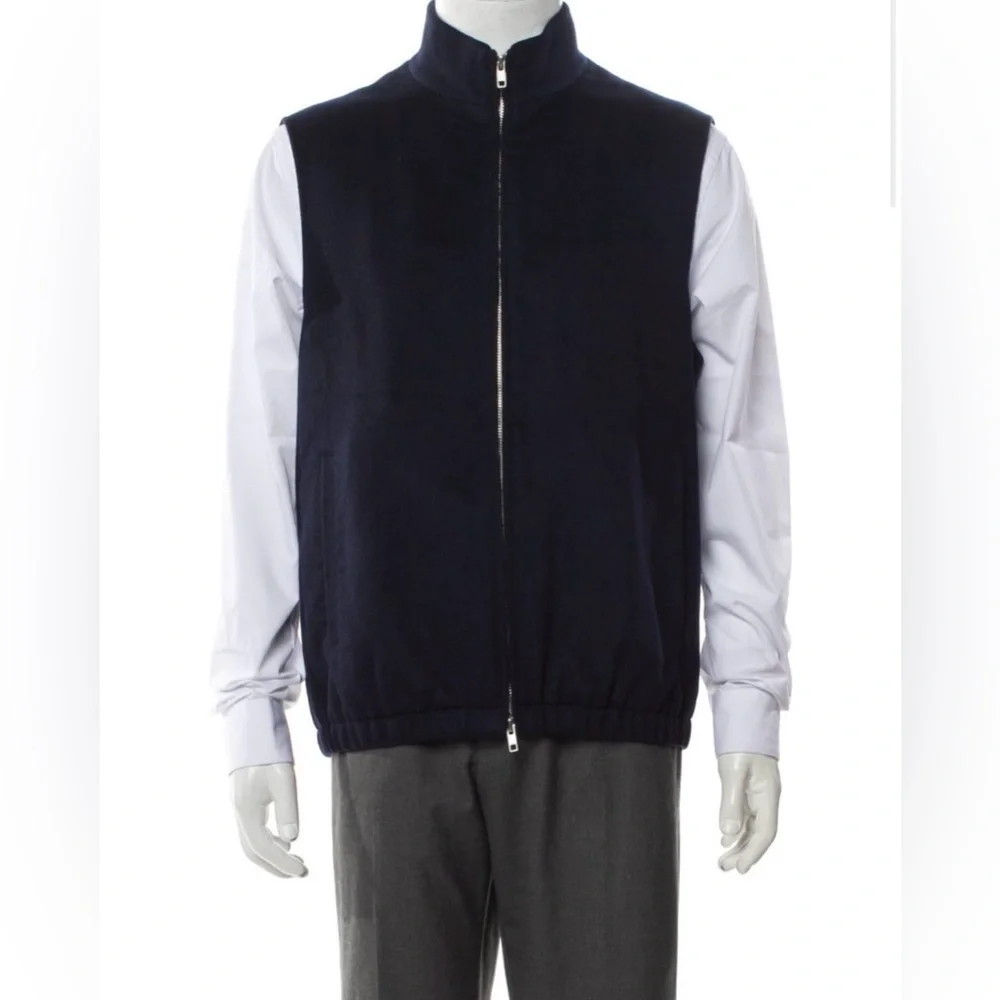 SUIT SUPPLY NAVY REVERSIBLE ZIP VEST